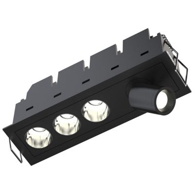 Verozza Lighting Fusion Combo LED Downlight - Color: Black - Size: 4 light 