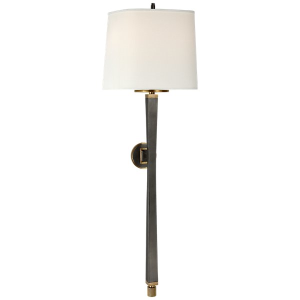 Edie Wall Sconce - Color: Black - Size: Large - Visual Comfort Signature TOB 2741BZ/HAB-L