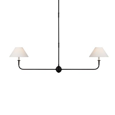 Visual Comfort Signature Piaf Linear Chandelier in Black, Size: 2 light