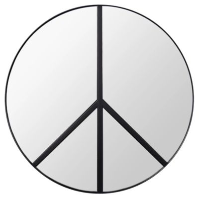 Varaluz Paz 30-In. Round Peace Sign Accent Mirror - Color: Black - 4DMI0117