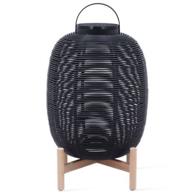 Vincent Sheppard Tika LED Lantern with Teak Wood Base - Color: Black - Size