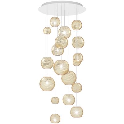 Vistosi Oto Multi-Light Pendant Light - Color: Amber - Size: 9 light - OTO 