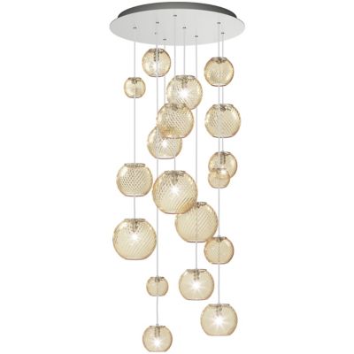 Vistosi Oto Multi-Light Pendant Light - Color: Amber - Size: 9 light - OTO 