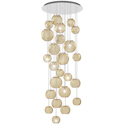 Vistosi Oto Multi-Light Pendant Light - Color: Amber - Size: 10 light - OTO