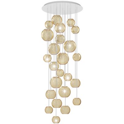 Vistosi Oto Multi-Light Pendant Light - Color: Amber - Size: 10 light - OTO