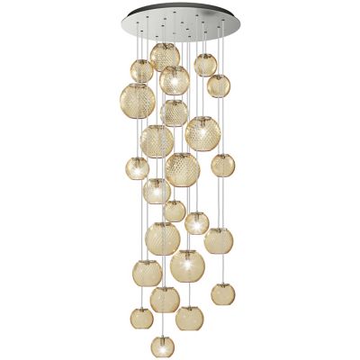 Vistosi Oto Multi-Light Pendant Light - Color: Amber - Size: 10 light - OTO