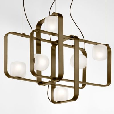 Vistosi Groove Linear Chandelier - Color: Bronze - Size: 6 light - GROOVSP4