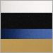 White with Black Border & Blue and Gold Gimp and Moss Fringe
