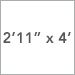 2 ft 11 in x 4 ft
