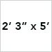 2 ft 3 in x 5 ft