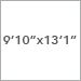 9 ft 10 in x 13 ft 1 in