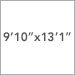 9 ft 10 in x 13 ft 1 in
