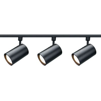 Satco Lighting R30 Straight Cylinder 3 Light Track Kit - Color: Black - TK3