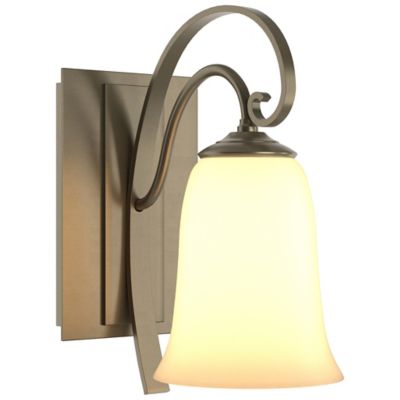 Hubbardton Forge Scroll Single Line Wall Sconce with Glass - Color: Antique