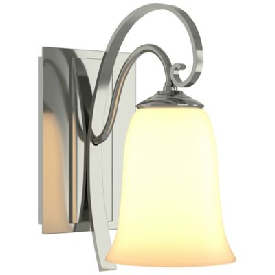 Hubbardton Forge Scroll Single Line Wall Sconce with Glass - Color: Polishe