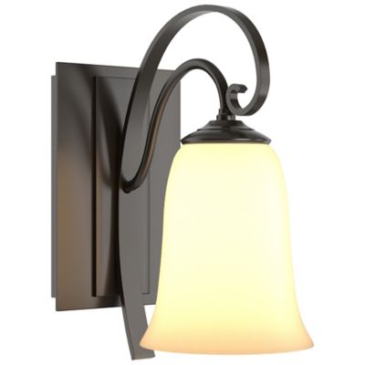 Hubbardton Forge Scroll Single Line Wall Sconce with Glass - Color: Oil Rub