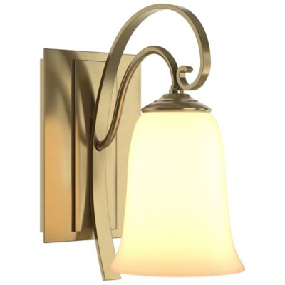 Hubbardton Forge Scroll Single Line Wall Sconce with Glass - Color: Polishe