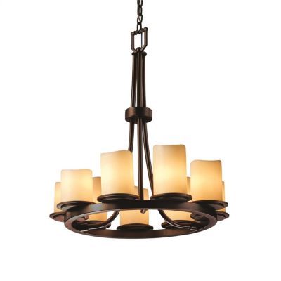 Justice Design Group CandleAria Dakota 9 Light Ring Chandelier - Color: Amb