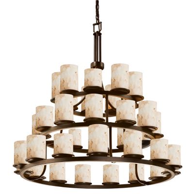 Justice Design Group Alabaster Rocks 3-Tier Ring Chandelier - Color: Amber 