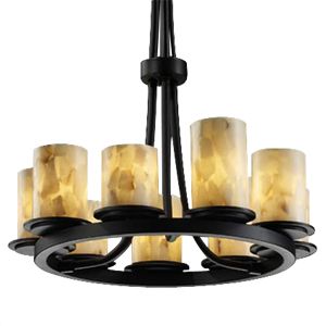 Justice Design Group Alabaster Rocks 9 Light Ring Chandelier - Color: Amber