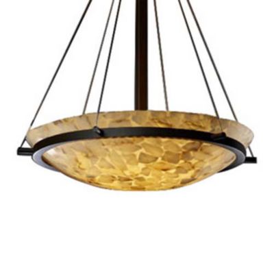 Justice Design Group Alabaster Rocks Bowl Suspension Light with Ring-Small