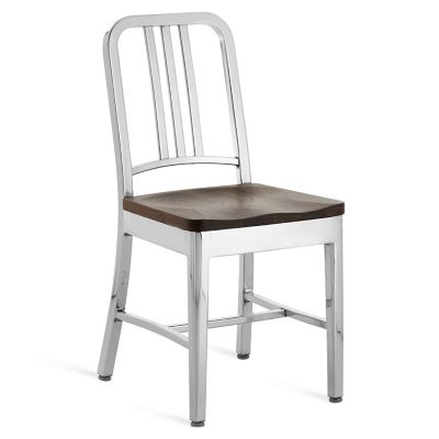 Emeco Navy Chair with Wood Seat - Color: Silver - 1104 P WALNUT