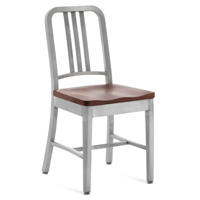 Emeco Navy Chair with Wood Seat - Color: Silver - 1104 CHERRY