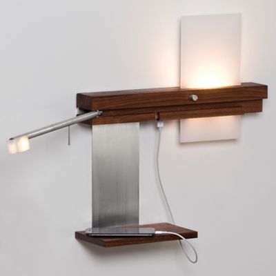 Cerno Levo LED Sconce with USB Charger - Color: Brown - Size: 1 light - 03-