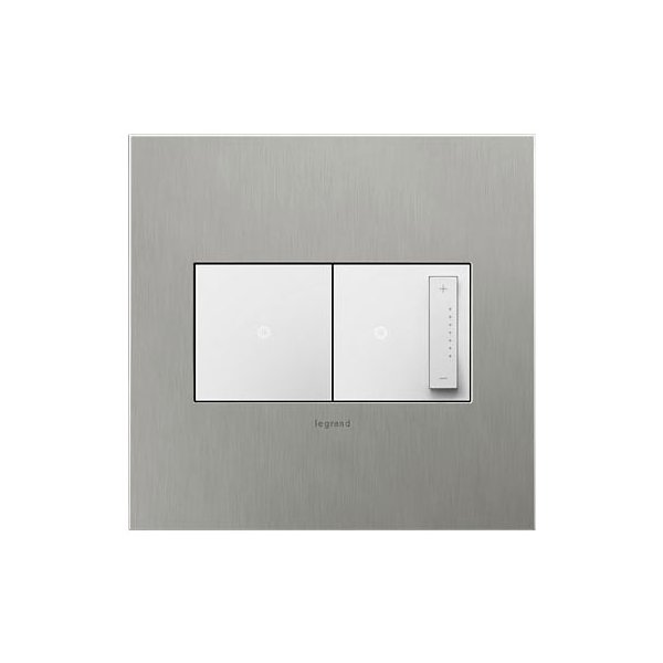 Legrand Adorne Wall Plate - Color: Stainless Steel - Size: 2-Gang - AWC2GBS