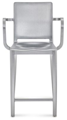 Emeco Hudson Stool with Arms - Color: Silver - Size: Counter Height - HUDCT