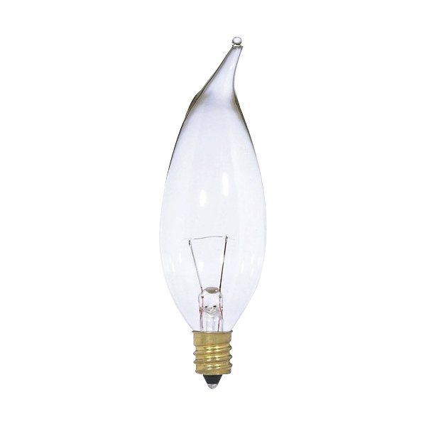 25W 12V CA10 E12 Bent Tip Clear Bulb by Satco Lighting S3868