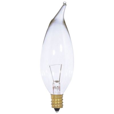 7W 12V CA10 E12 Flame Tip Clear Bulb by Satco Lighting S3866