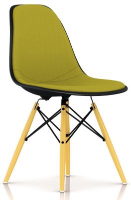 Herman Miller Eames Upholstered Molded Plastic Side Chair - Wood Dowel Base - Color: Brown - DSW.U47A2ZABK14A49E9 - Herman Miller Authorized Retailer