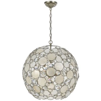 Crystorama Palla Round Pendant Light in White, Size: Large