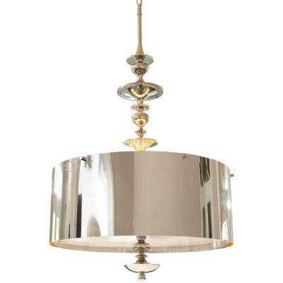 R370145 Global Views Turned Nickel Drum Pendant Light - Si sku R370145