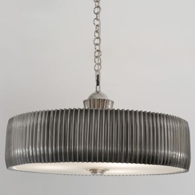 GLV664211 Global Views Crimp Drum Pendant Light - Color: Sil sku GLV664211