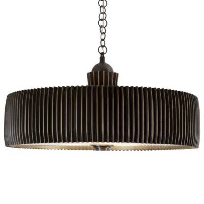 Global Views Crimp Drum Pendant Light - Color: Bronze - Size: 3 light - 7.9