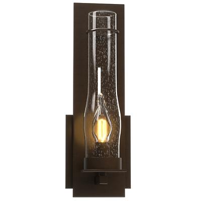 New Town Wall Sconce with Seedy Hurricane Clear Glass