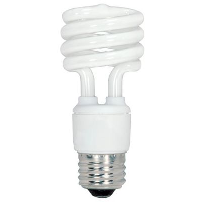 13W 120V T2 E26 Mini Spiral CFL Bulb