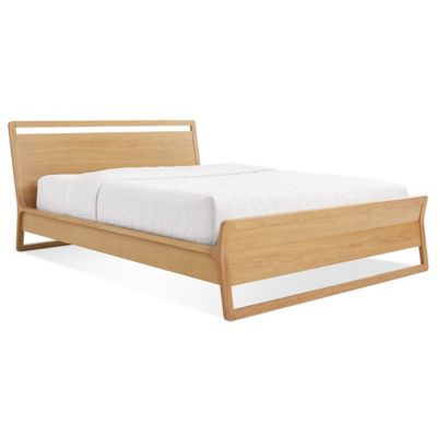 Woodrow Bed with Turn Low Side Table, Turn Stool, Trace 4 Pendant Light and Free Range Side Table