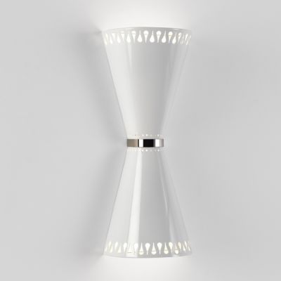 Havana Double Shaded Sconce (White/Polished Nickel)-OPEN BOX