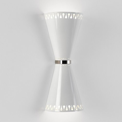 Havana Double Shaded Sconce (White/Polished Nickel)-OPEN BOX