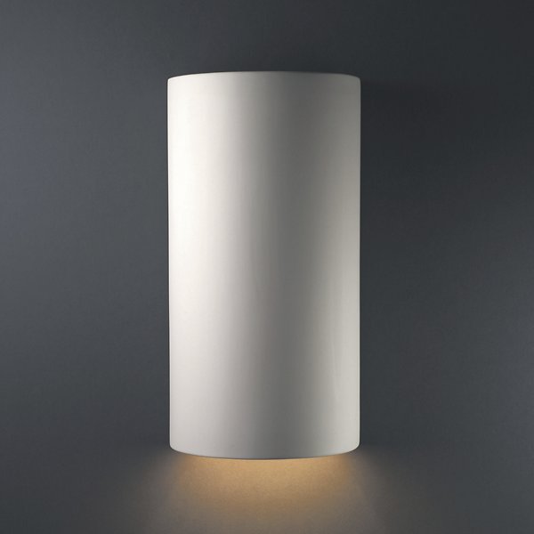 Tetra 1-Light Wall Sconce Cylinder with Flat Rim Shade Justice Design Group Lighting FAB-8421-10-CREM-MBLK Textile Cream Matte Black