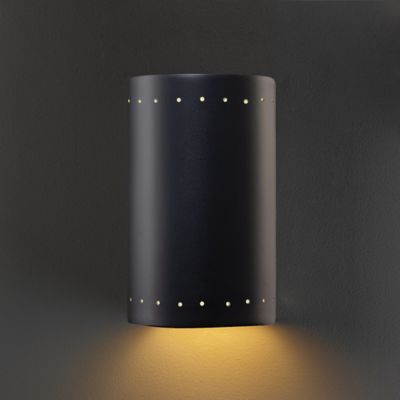 Shown in Carbon Matte Black finish, Small size, Perforations shade design, Downlight light function