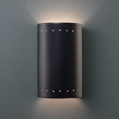 Shown in Carbon Matte Black finish, Small size, Perforations shade design, Up and Downlight light function