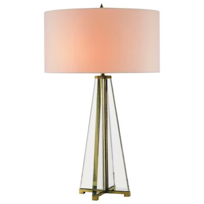 Glass Crystal Columns Table Lamp with a Brass Base - Vintage Tabl