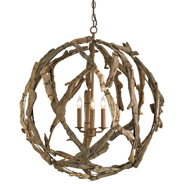 Driftwood Orb Chandelier By Currey And, Large Rope Orb Chandeliers