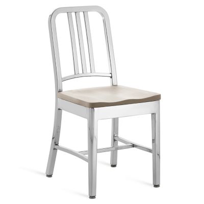 Navy Chair with Wood Seat