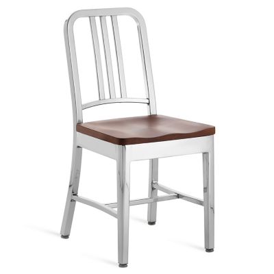 Navy Chair With Wood Seat