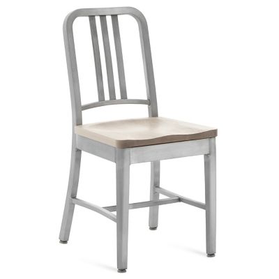 Navy Chair with Wood Seat